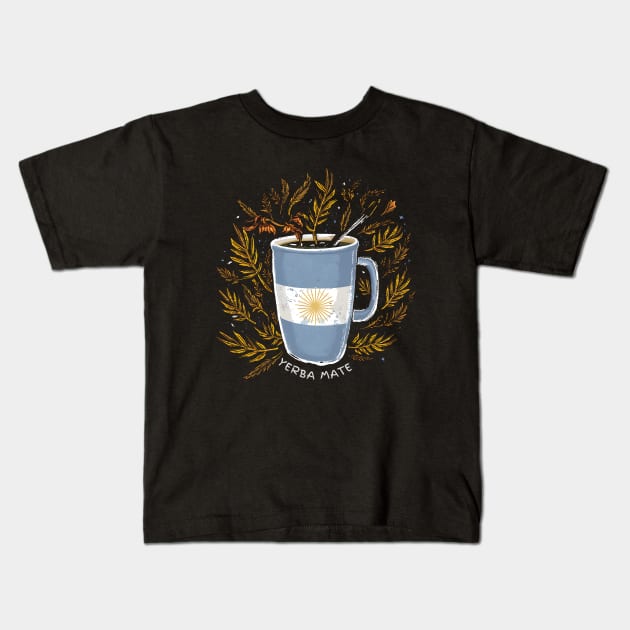 Argentine Elixir: Yerba Mate in the Heart of the Flag Kids T-Shirt by CHNSHIRT